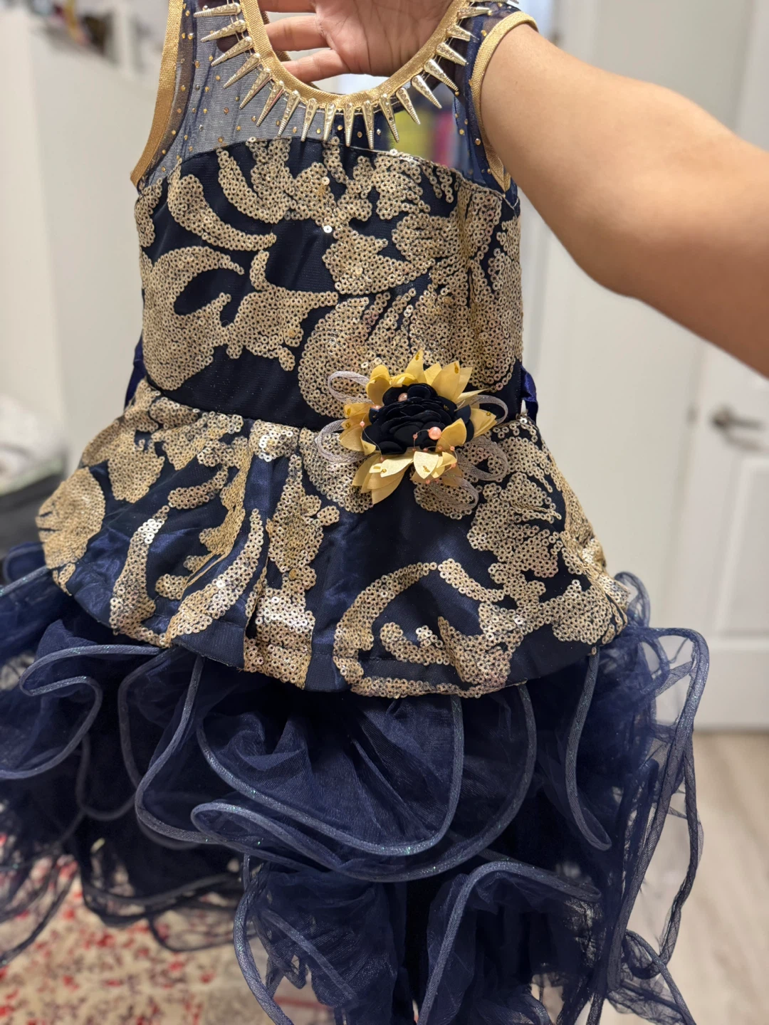 Girls Blue & Gold Sequin Dress