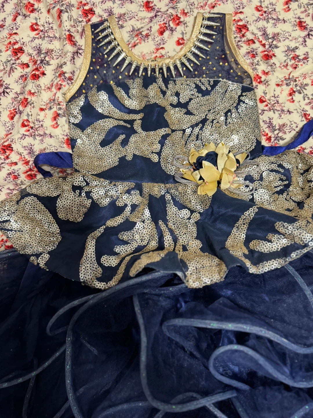 Girls Blue & Gold Sequin Dress - photo 4