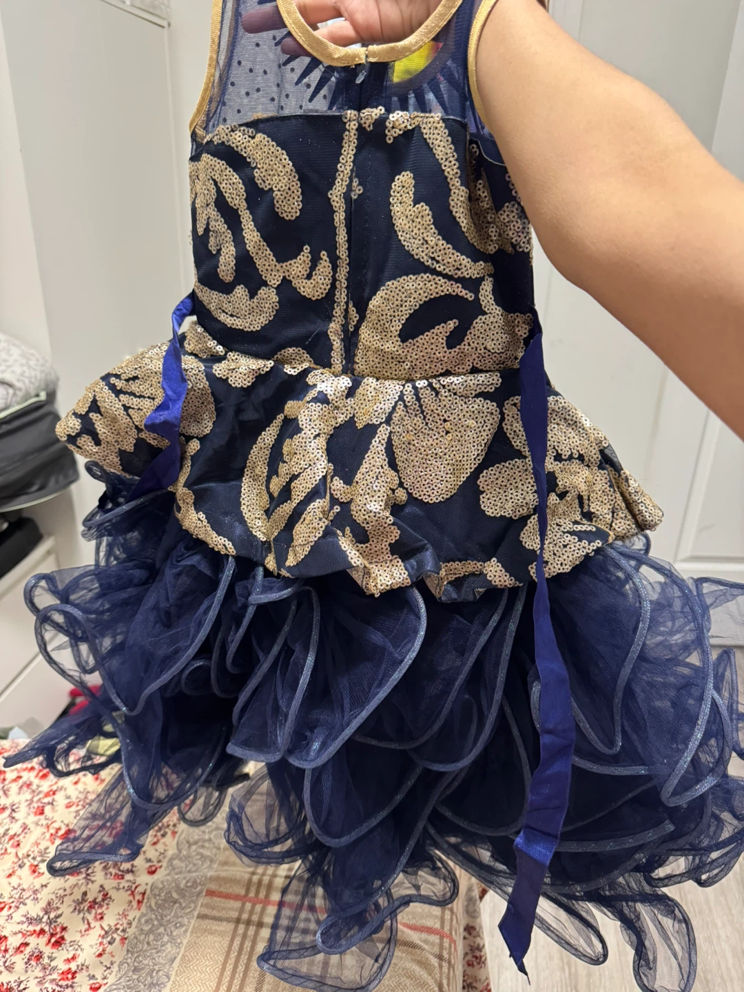 Girls Blue & Gold Sequin Dress - photo 3