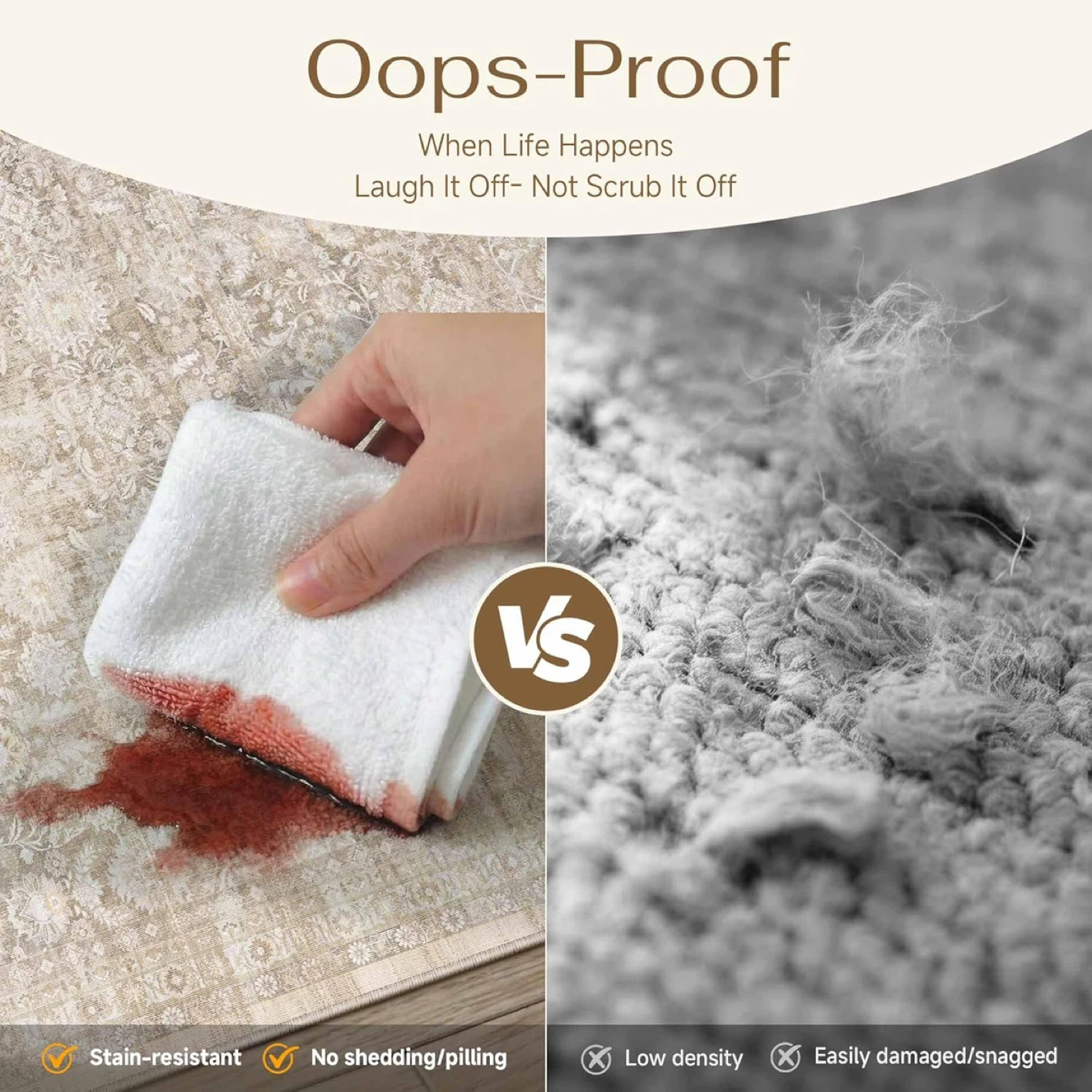 2x8 Beige Washable Hallway Rug Non-Slip Low Pile Throw Rug - photo 4