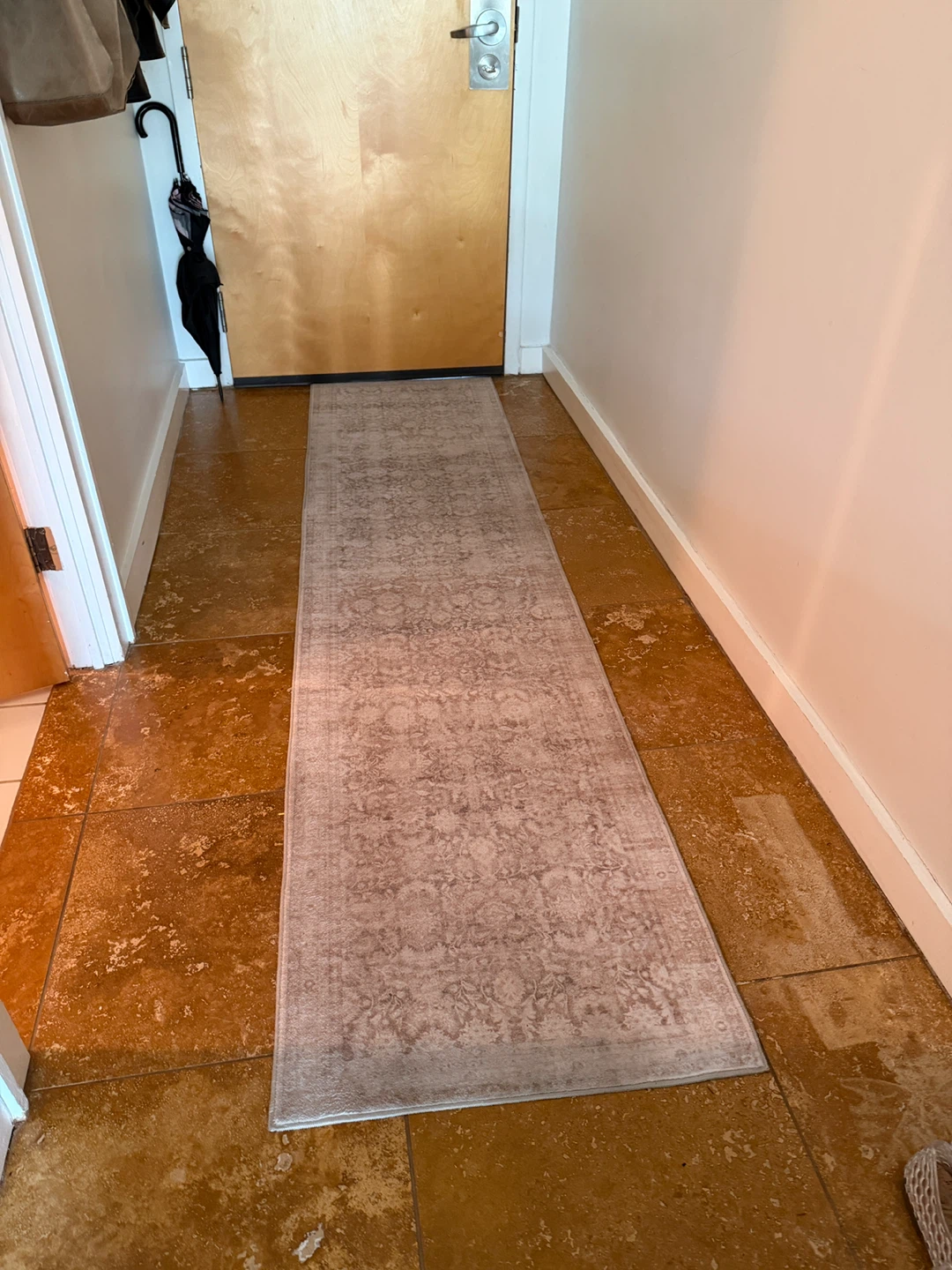 2x8 Beige Washable Hallway Rug Non-Slip Low Pile Throw Rug