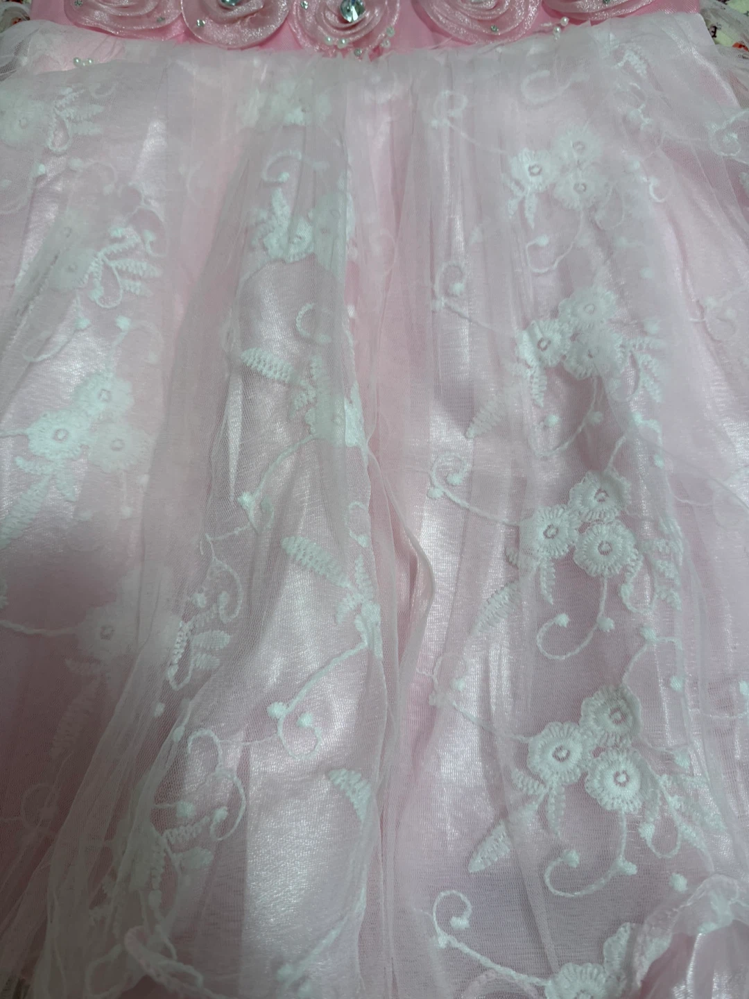 Pink Girls' Formal Dress with Floral Lace - photo 3