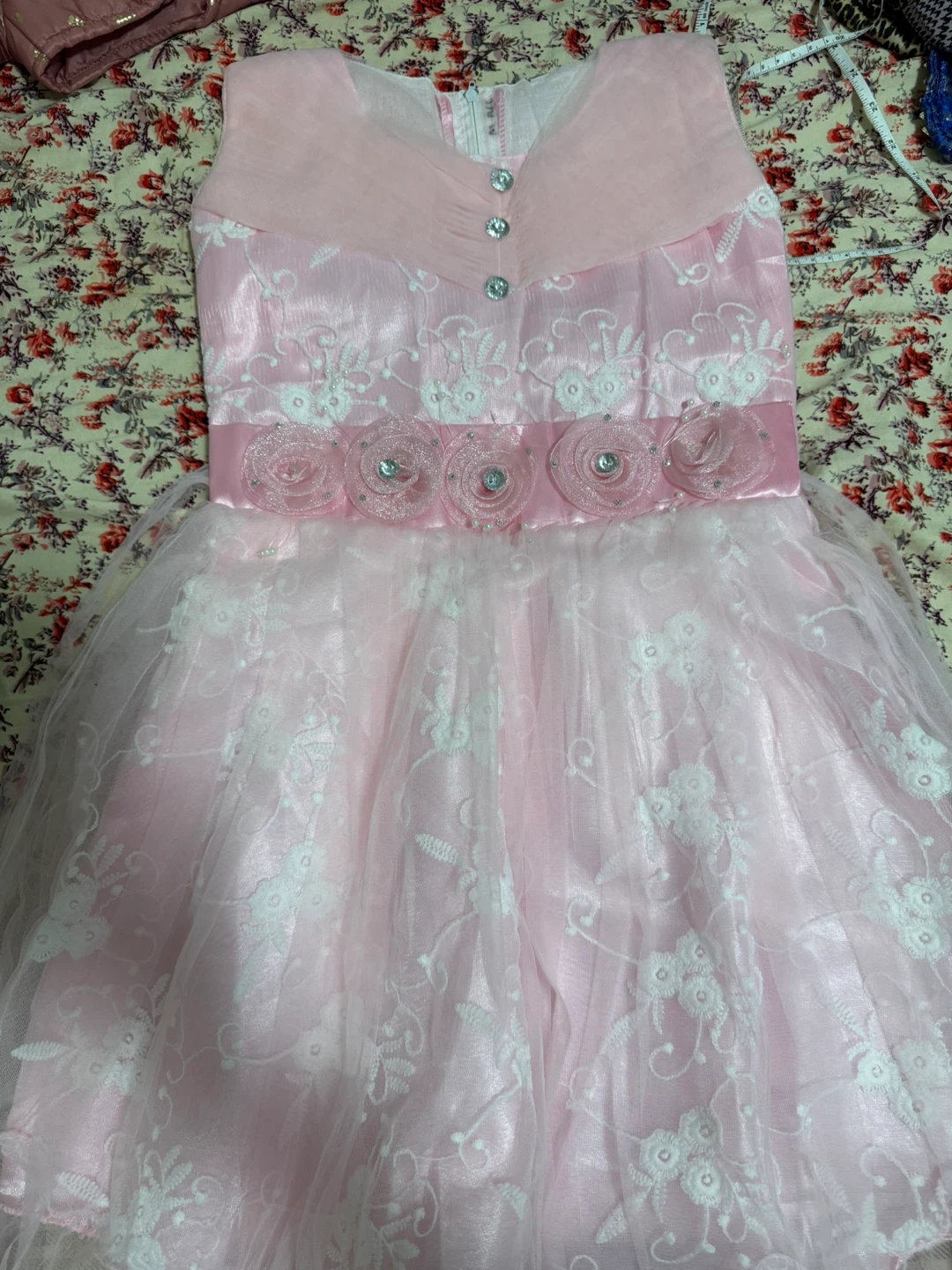 Pink Girls' Formal Dress with Floral Lace - photo 2