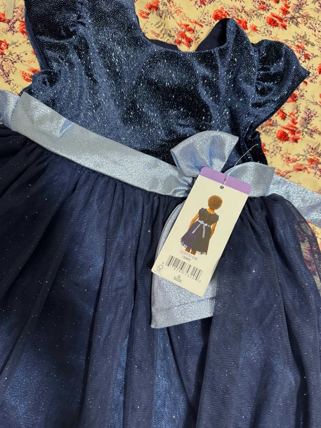 Girls Navy Sparkle Dress