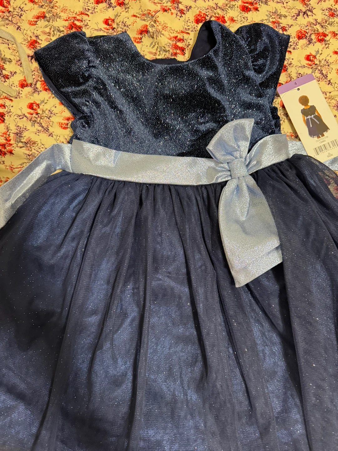 Girls Navy Sparkle Dress - photo 4