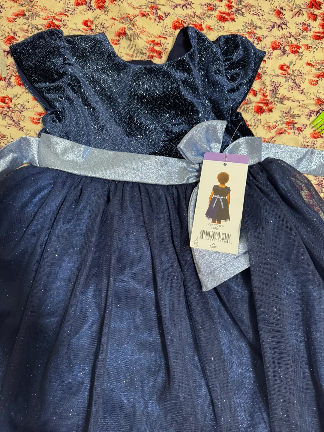 Girls Navy Sparkle Dress - photo 2