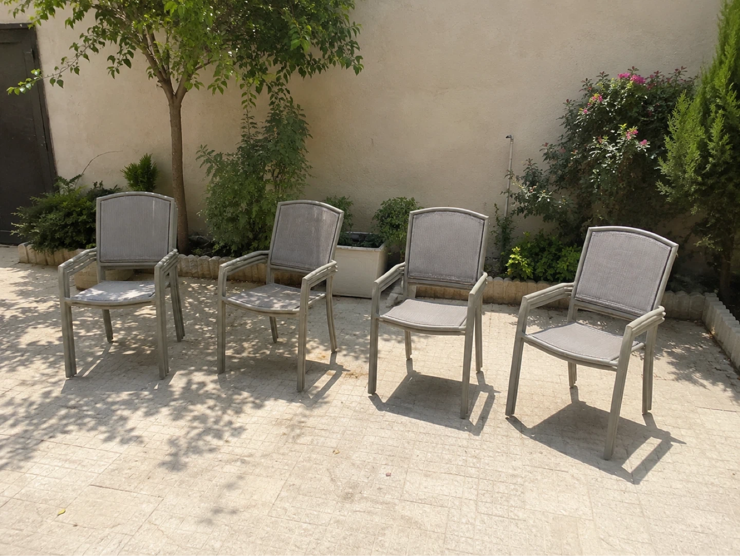 Set of 4 Grey Patio Chairs