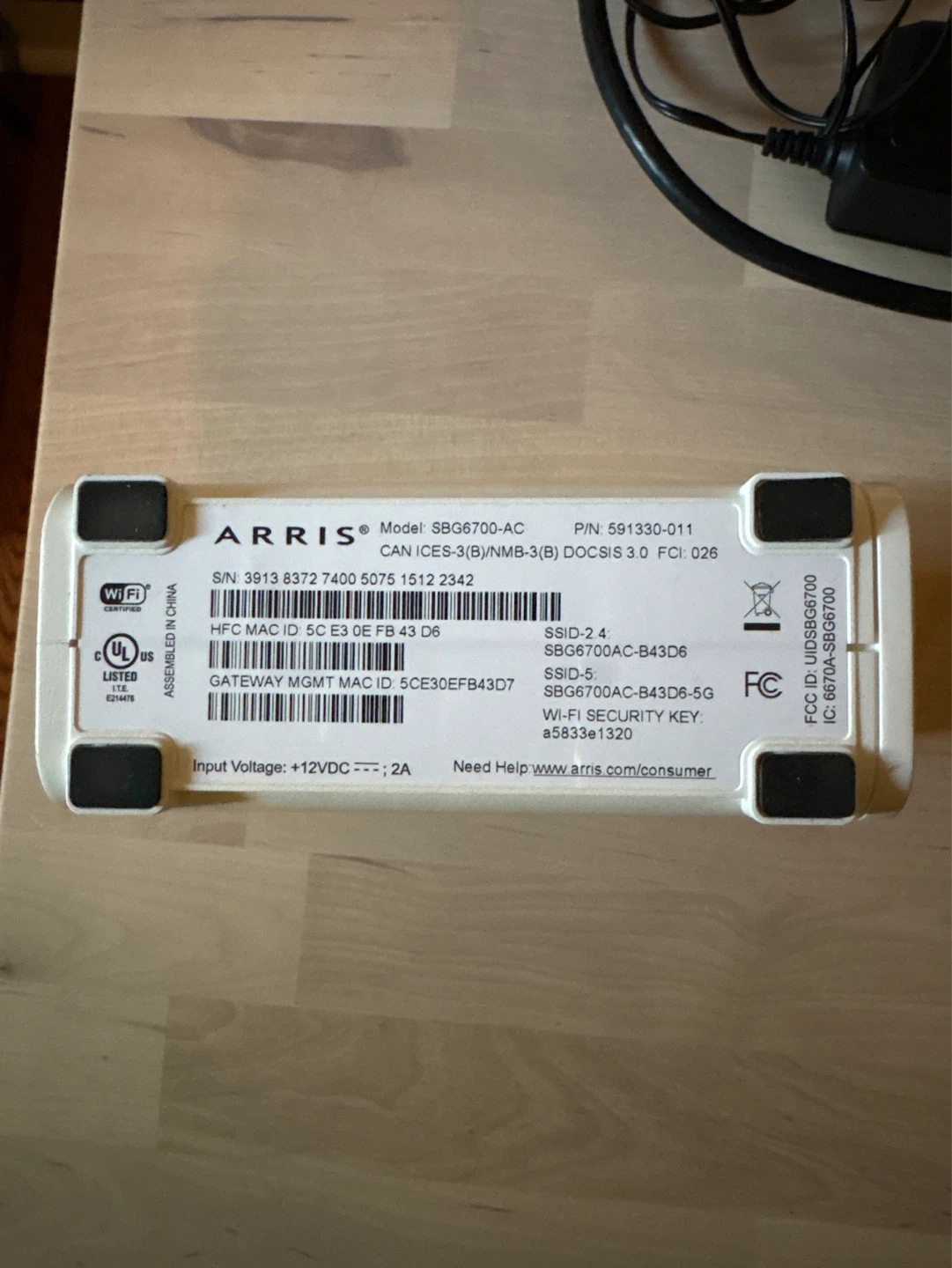 ARRIS SURFboard SBG6700-AC Wireless Cable Modem WiFi Router - photo 3