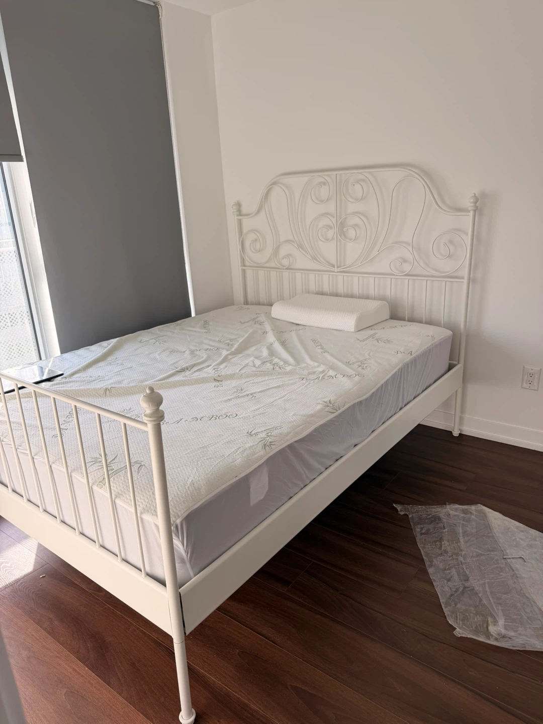IKEA White Metal Bed Frame with Slats