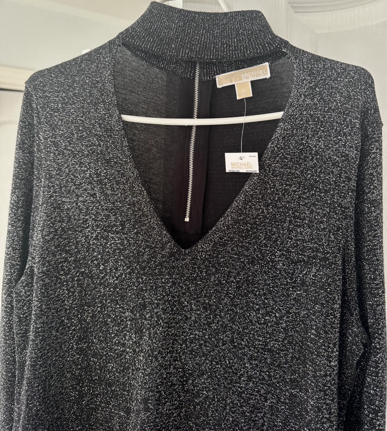 Michael Kors Black Silver Sparkle Knit Dress XL - photo 3