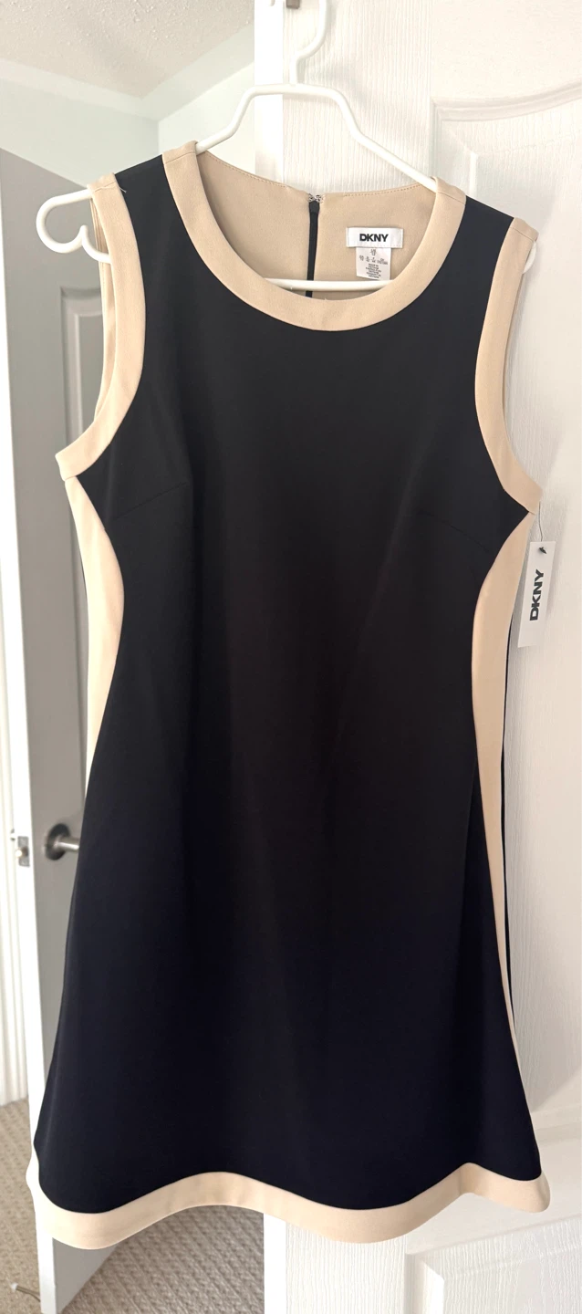 DKNY Black & Tan Sleeveless Dress Size 12