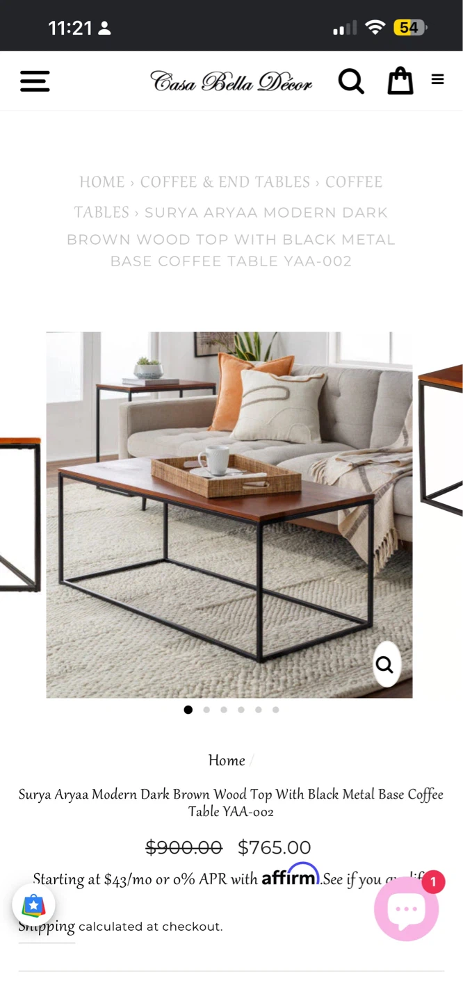 Surya Surya Modern Dark Brown Wood Top Coffee Table - photo 2