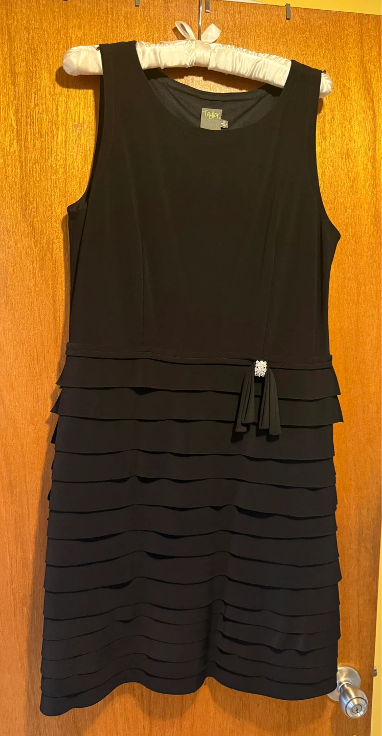 Taylor Black Tiered Dress - Size 14
