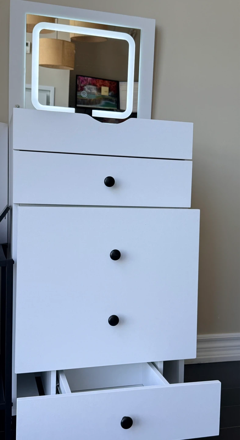 3-in-1 Vanity Set with LED Mirror & Storage
