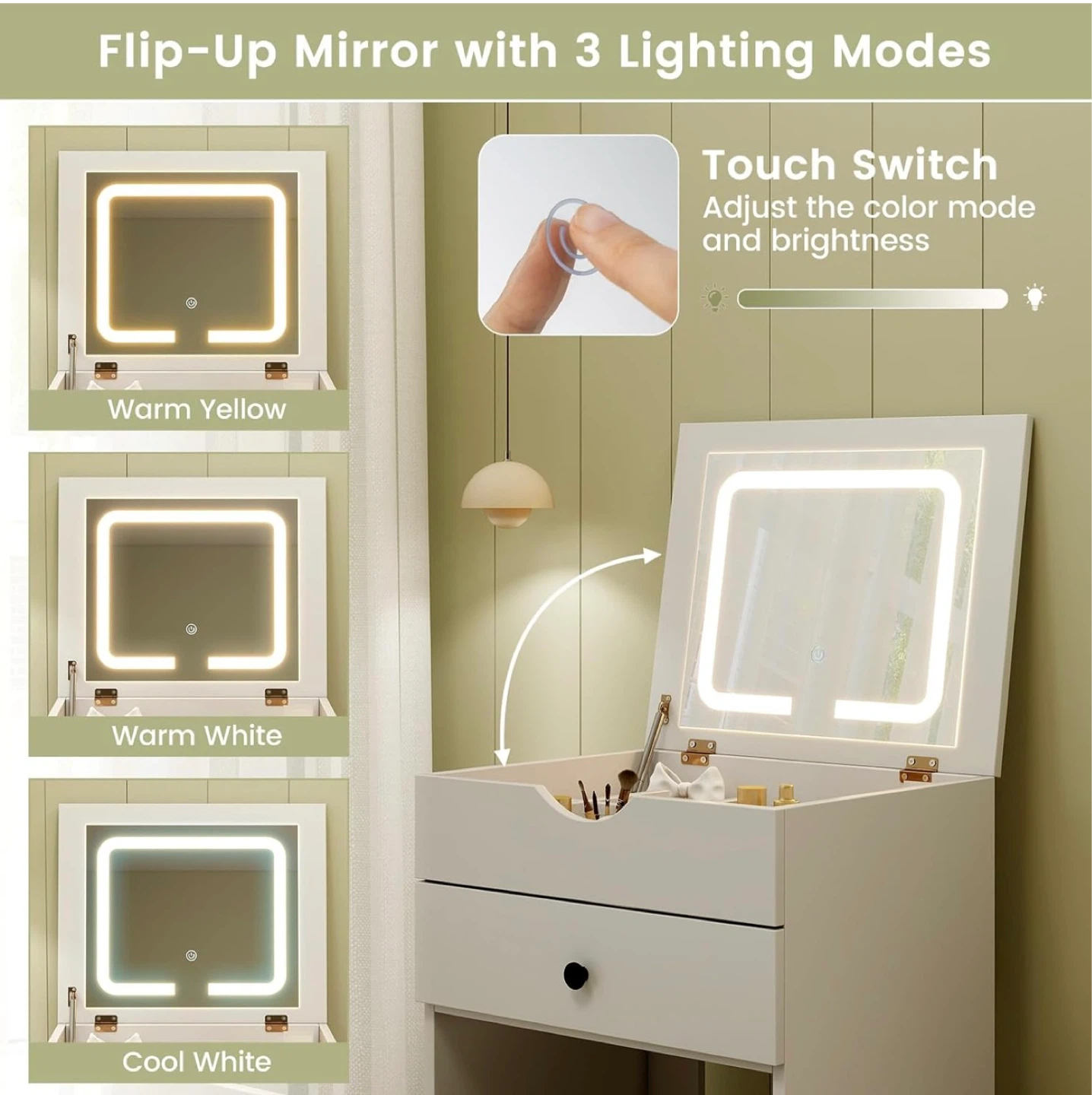 3-in-1 Vanity Set with LED Mirror & Storage - photo 4
