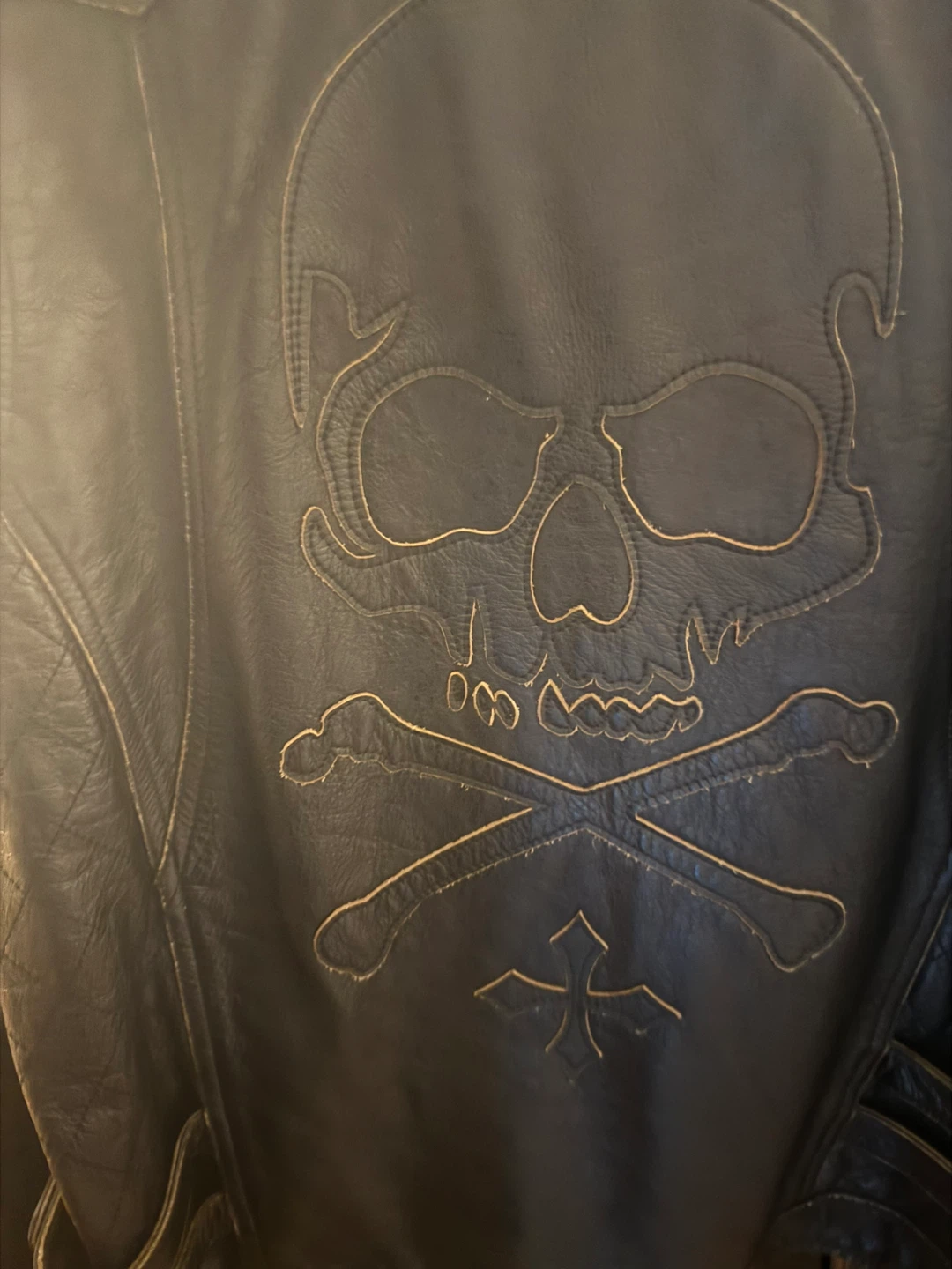 Leather Jacket with Skull & Crossbones - photo 2