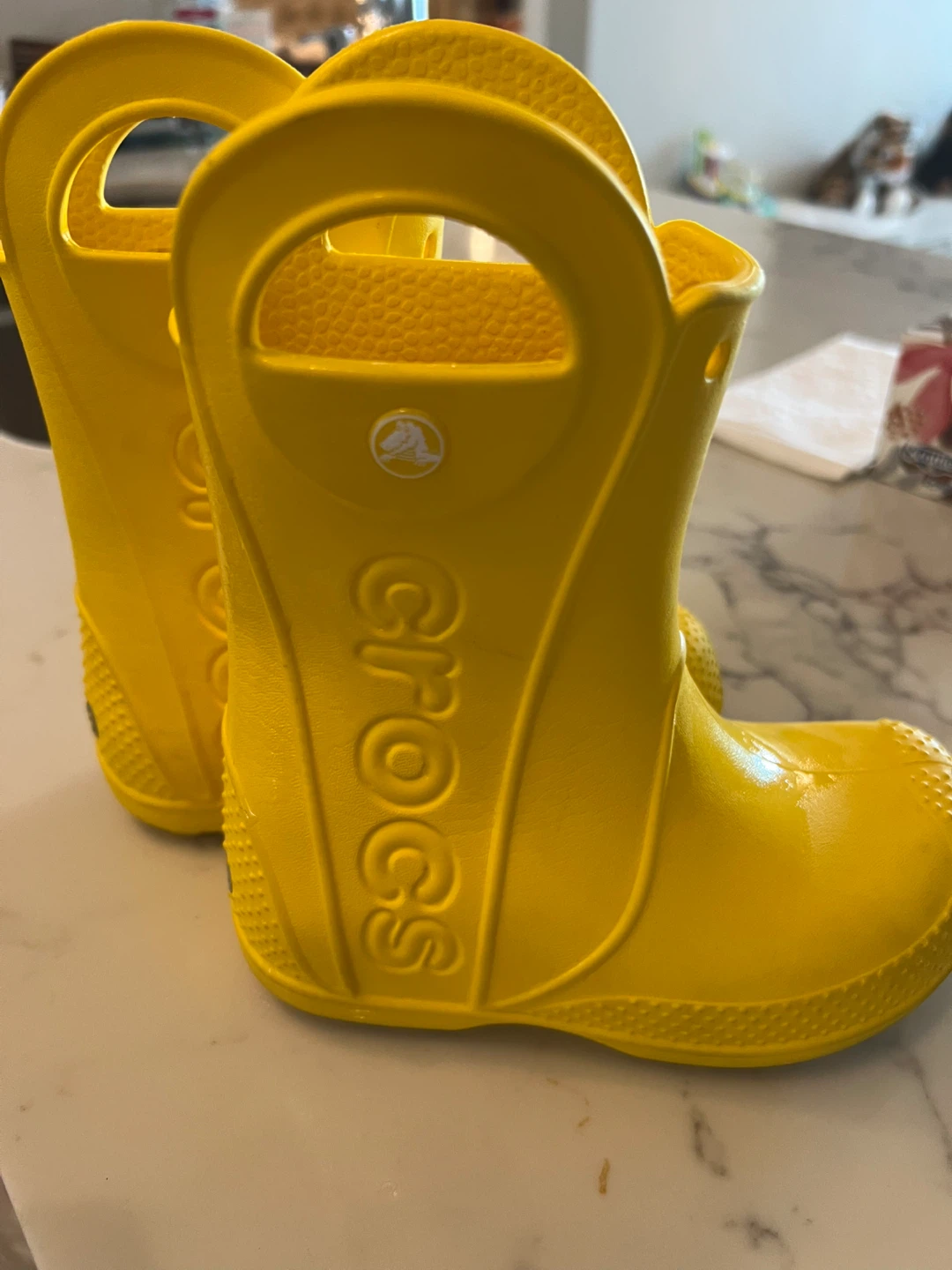 Yellow Crocs Kids Rain Boots Size 9 - photo 2
