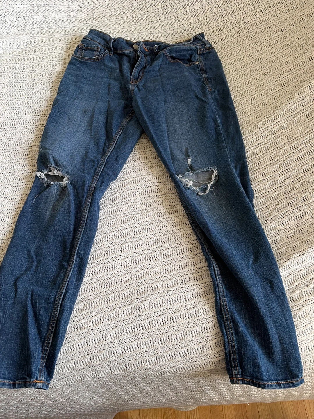 Blue Denim Jeans with Rips size 8