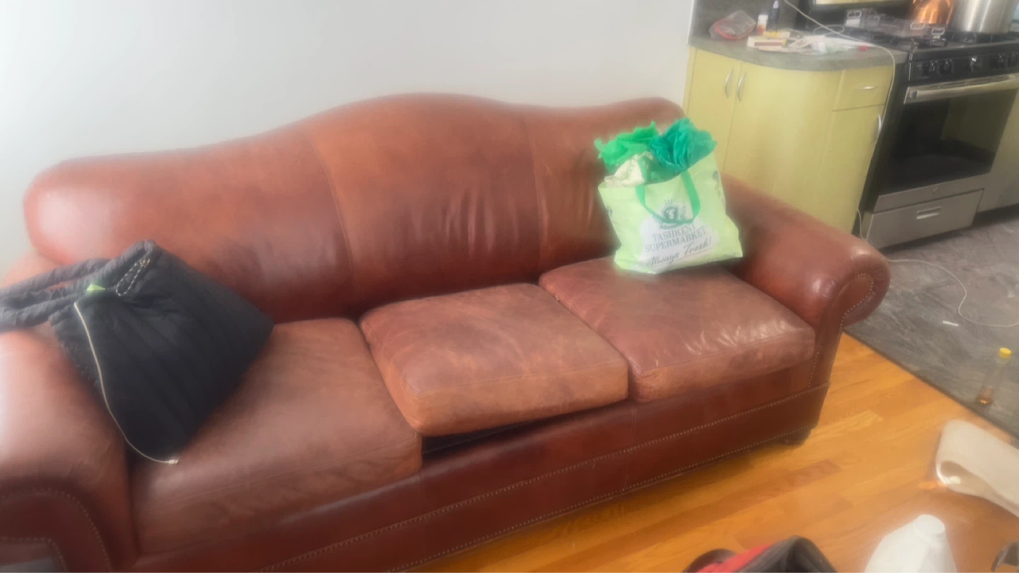 leather sofa bed and bed frame and mattress - photo 2