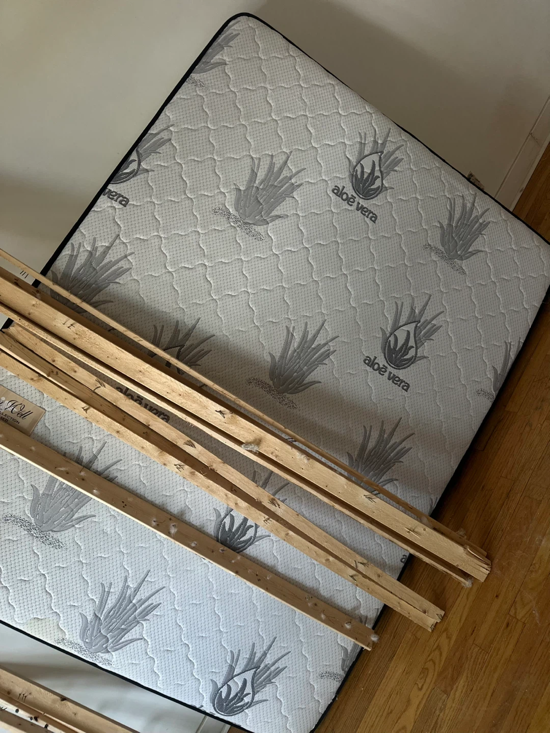 leather sofa bed and bed frame and mattress - photo 4