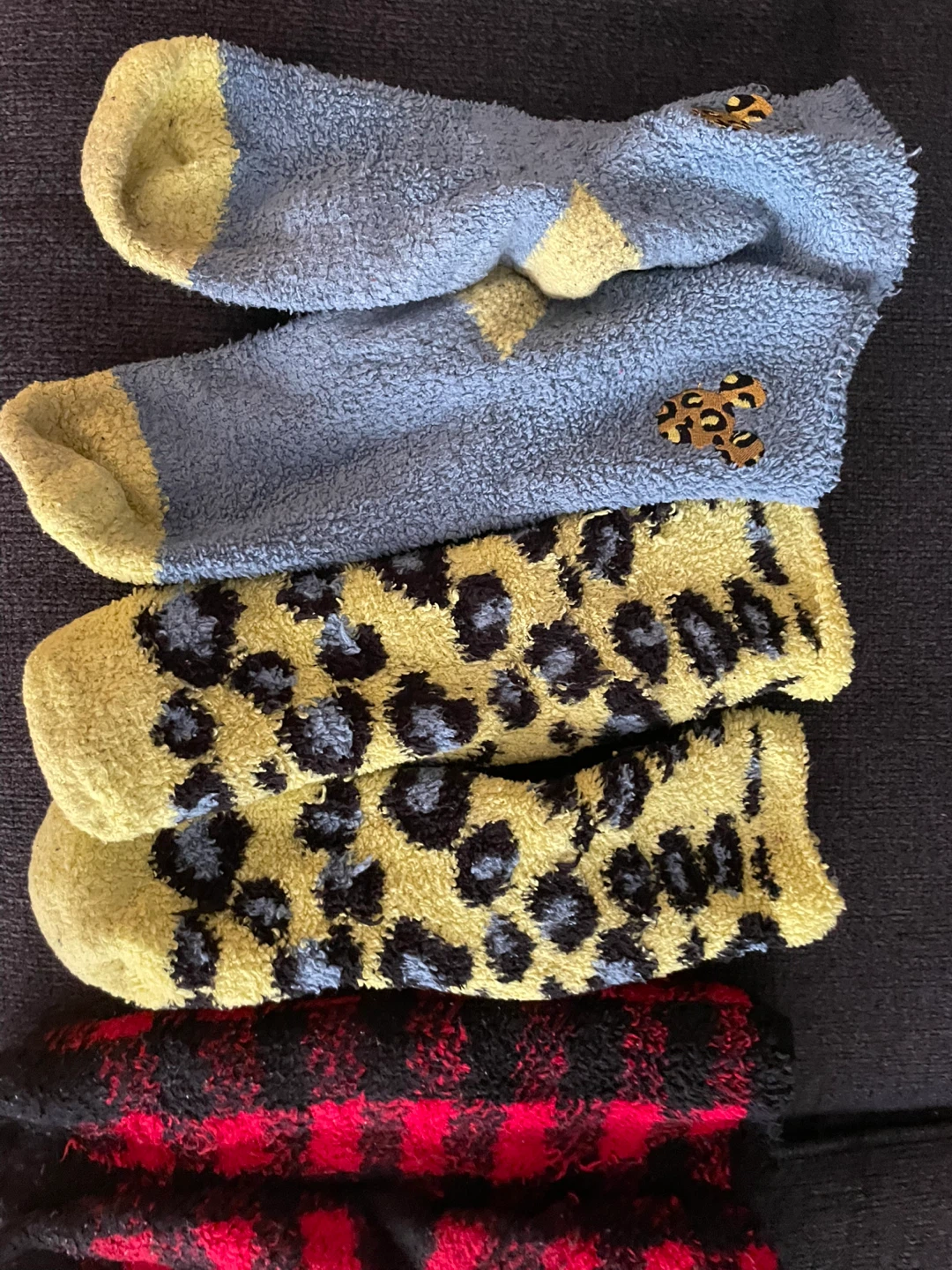 Fuzzy Socks - Blue, Leopard Print, Plaid - photo 4