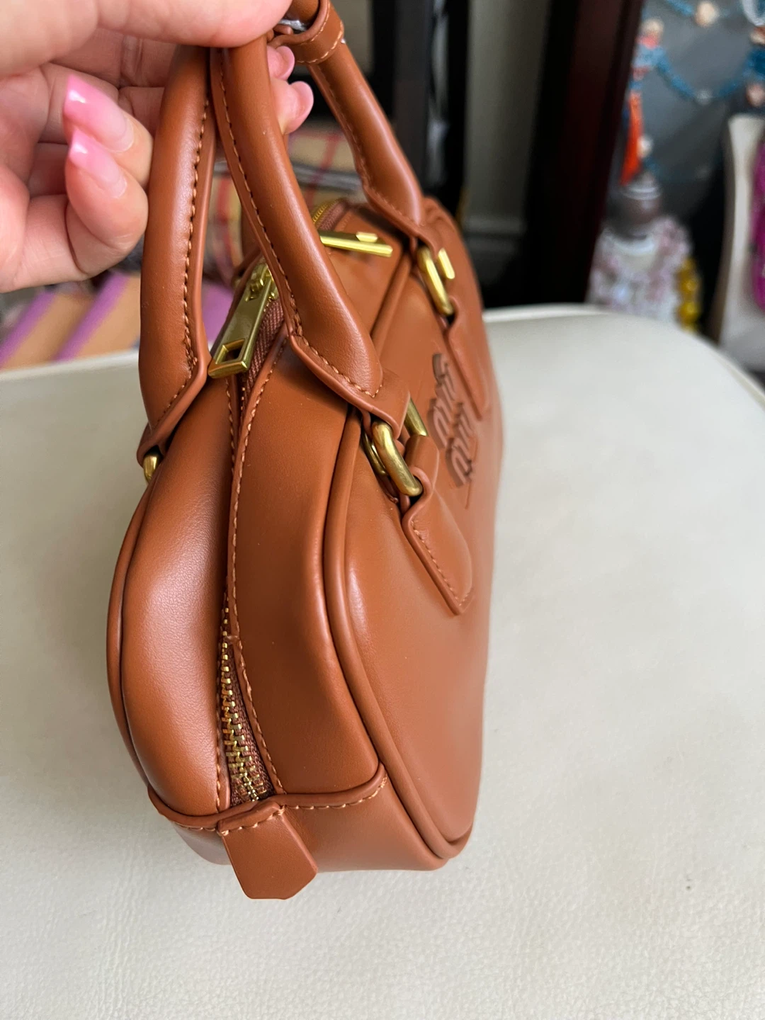Brown Leather Mini Duffle Bag - photo 2