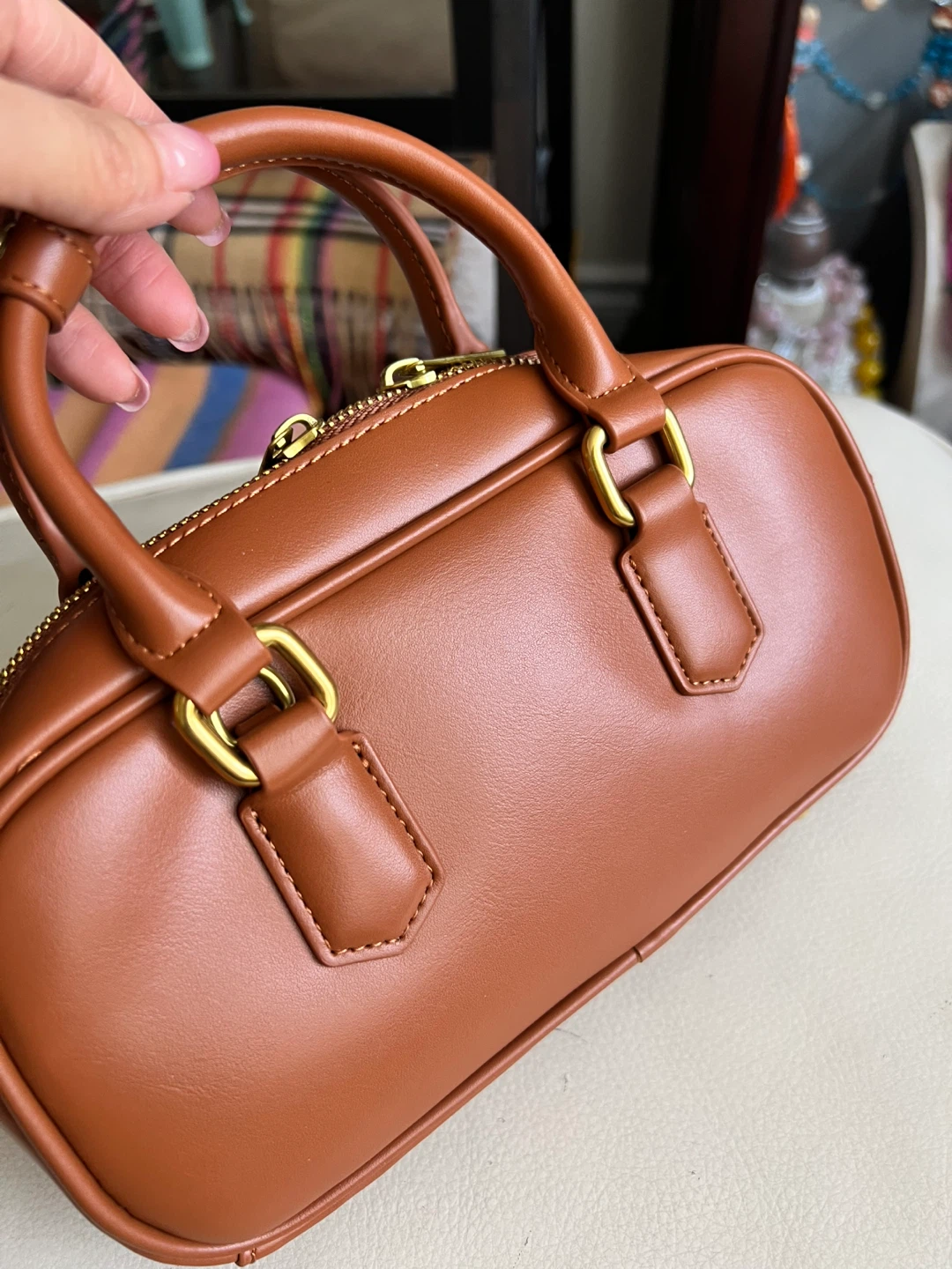 Brown Leather Mini Duffle Bag - photo 3