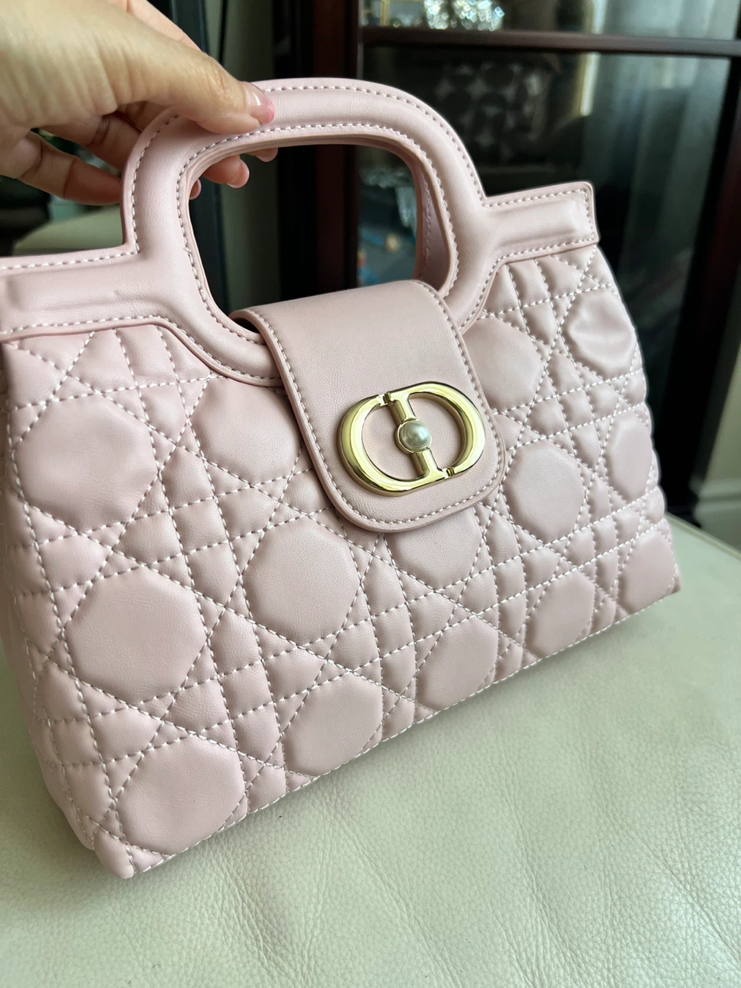 Pink Quilted Handbag