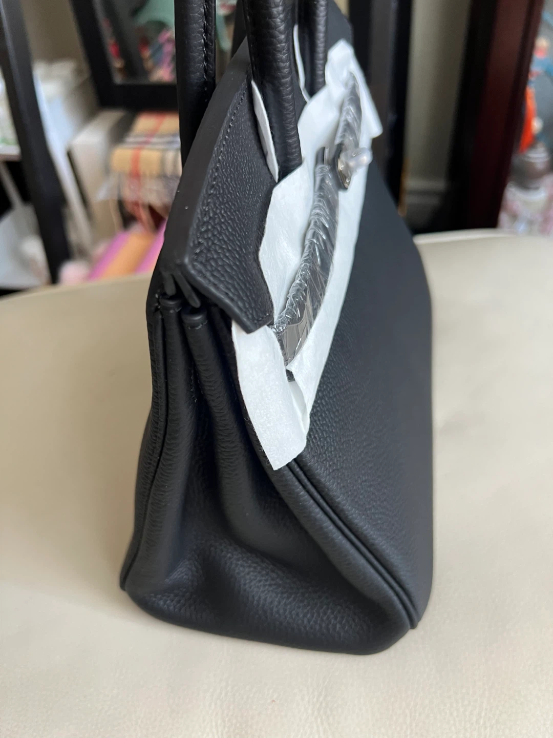 DIERNILU Black Leather Top Handle Bag - photo 2