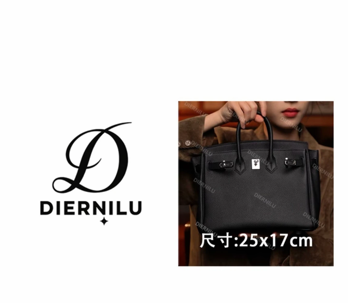 DIERNILU Black Leather Top Handle Bag - photo 4