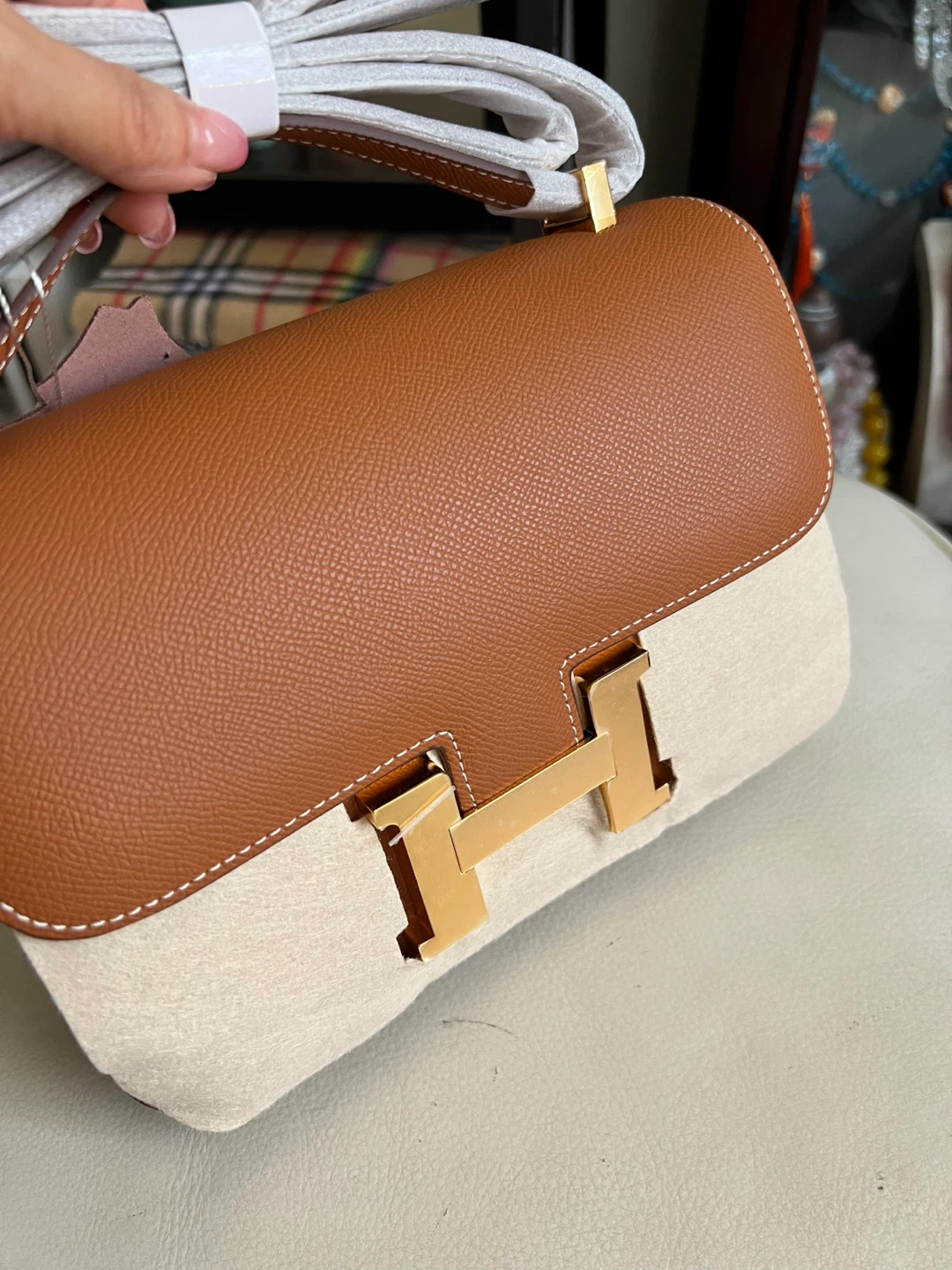 DIERNILU Brown Leather Crossbody Bag