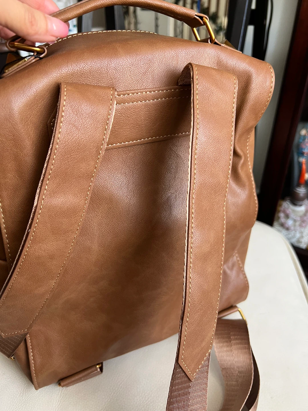 Brown Faux Leather Backpack - photo 4