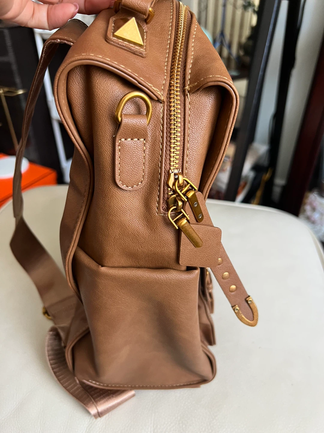 Brown Faux Leather Backpack - photo 3