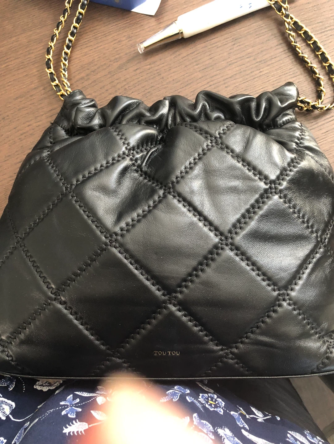 ZOUTOU Black Quilted Leather Drawstring Shoulder Bag - photo 5