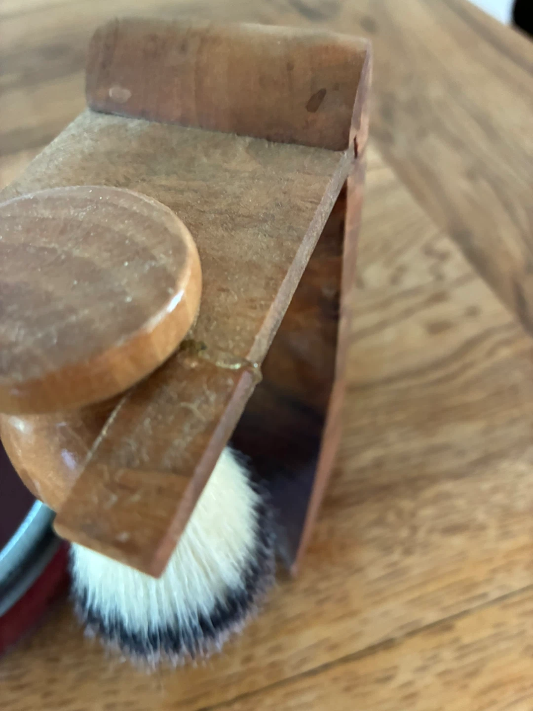 Men’s Shaving Brush Set with Ceramic Bowl and Wooden Stand - photo 2