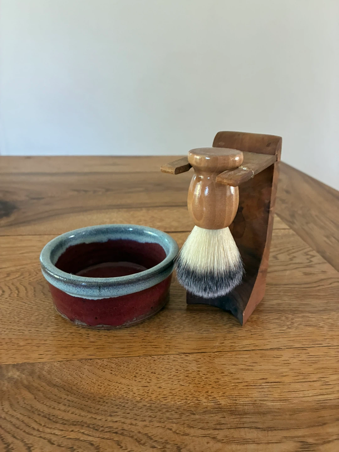 Men’s Shaving Brush Set with Ceramic Bowl and Wooden Stand