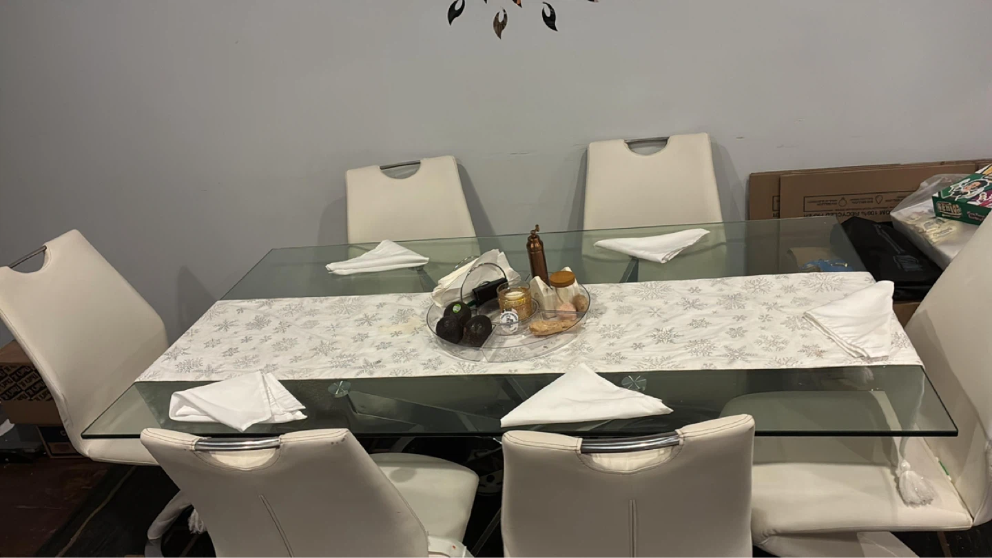 Glass Dining Table with 6 Chairs - photo 2