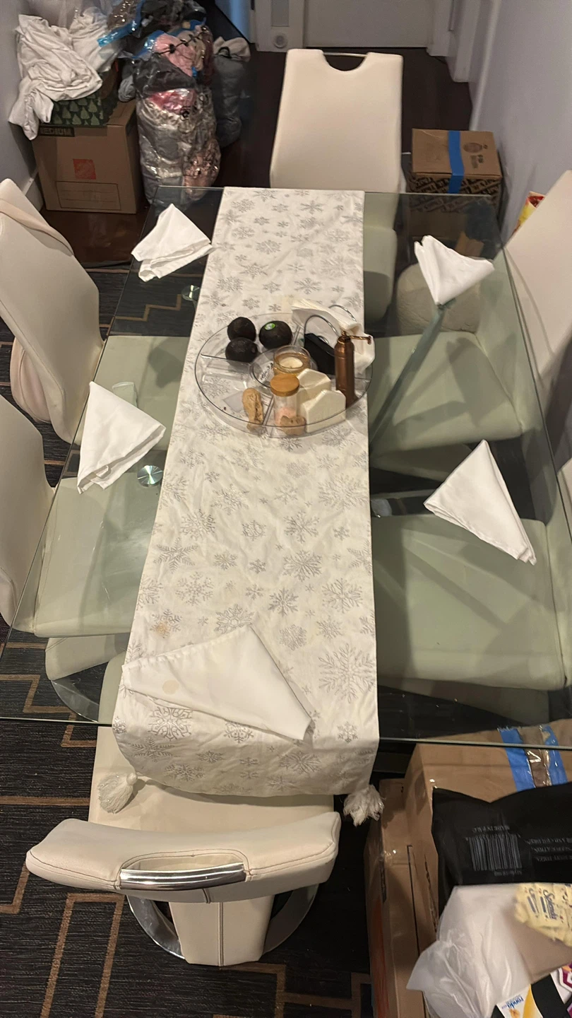 Glass Dining Table with 6 Chairs