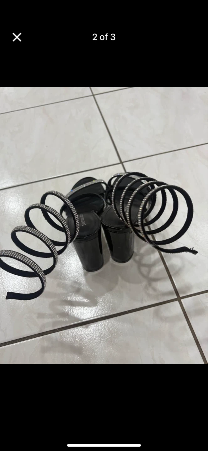 Black Rhinestone Spiral Heels $25 - photo 3