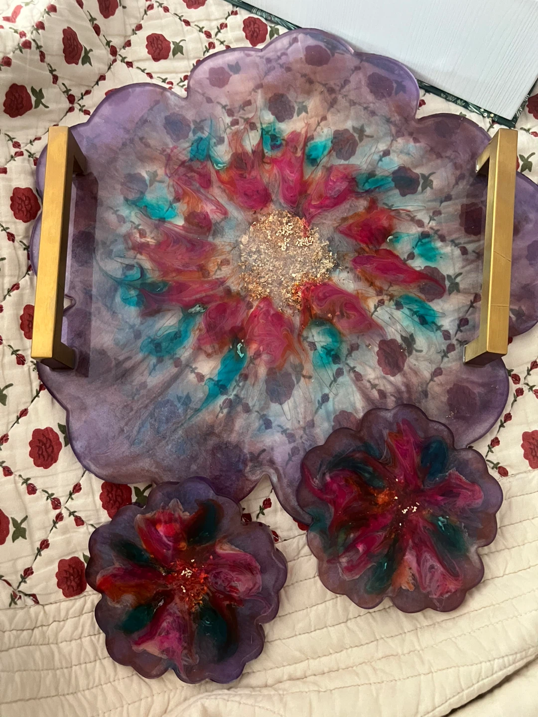 Resin Flower Tray and Coaster Set - photo 5