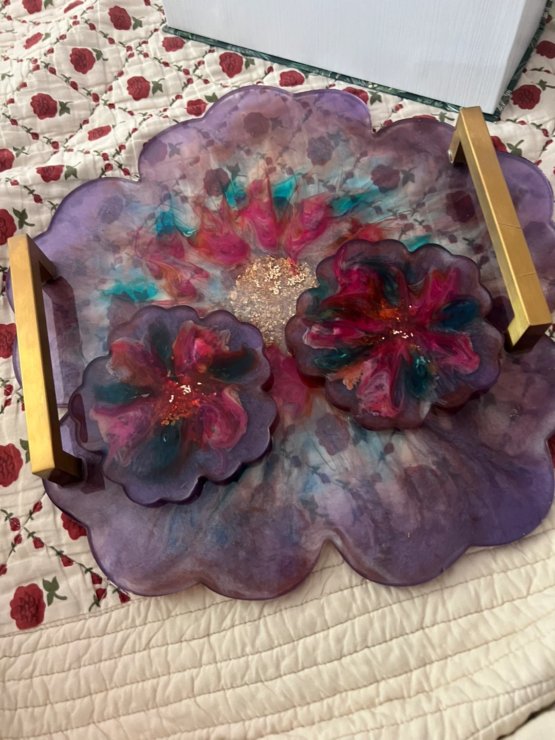 Resin Flower Tray and Coaster Set - photo 3