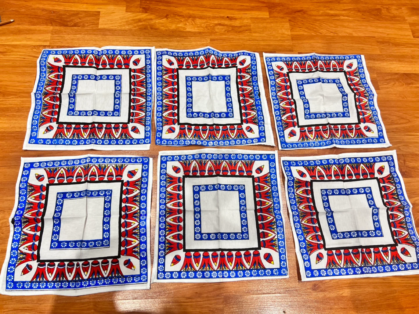 Six Egyptian-Themed Cotton Napkins