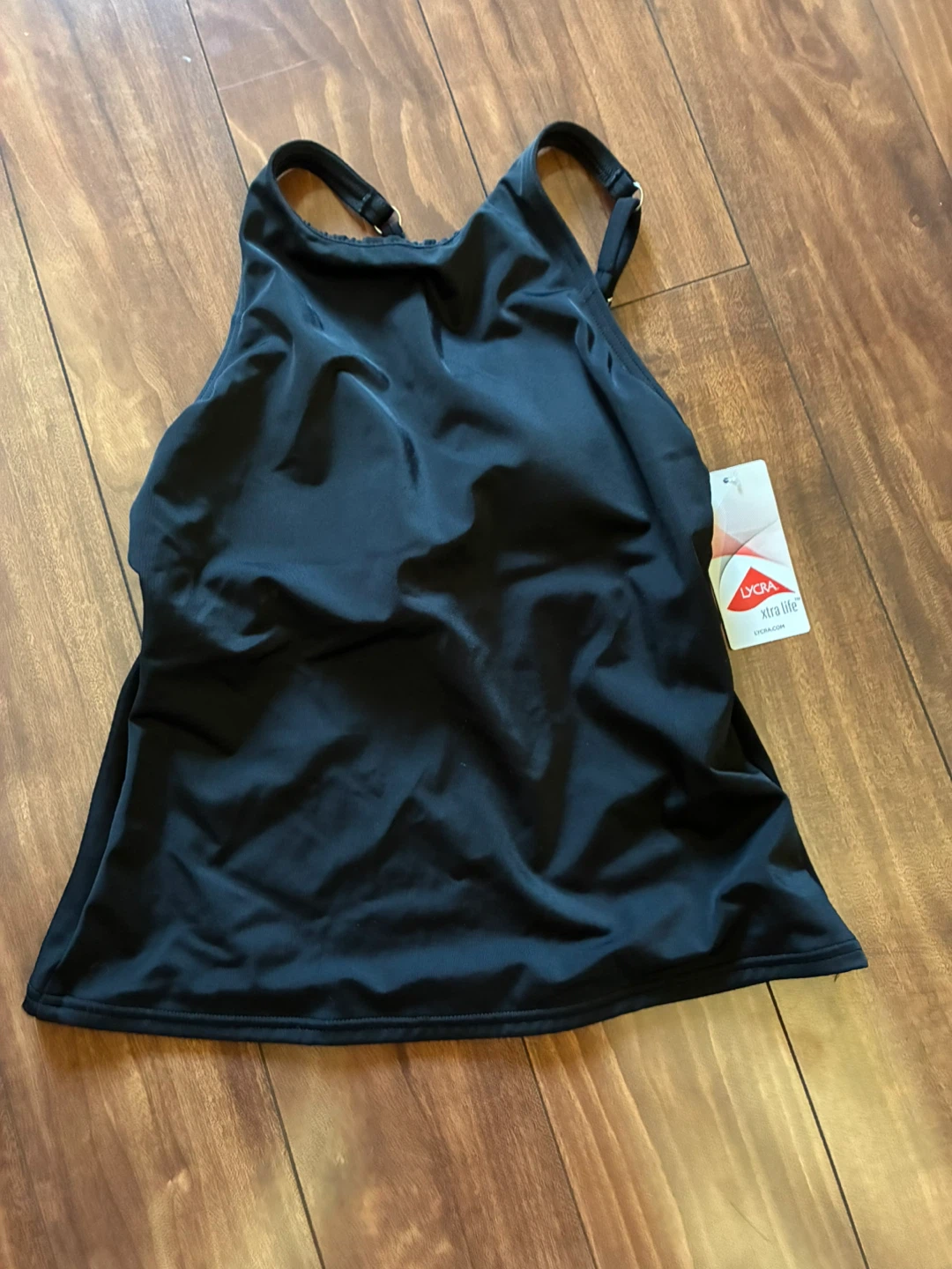 New Lands End Tankini Top Black