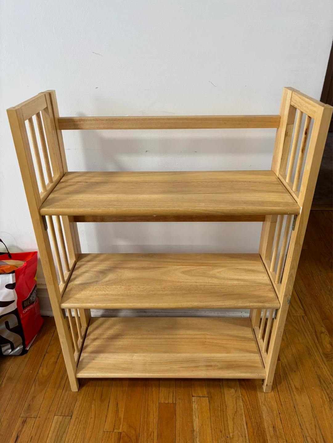 Sturdy and Compact Wooden Folding 3-Tier Multipurpose Shelf