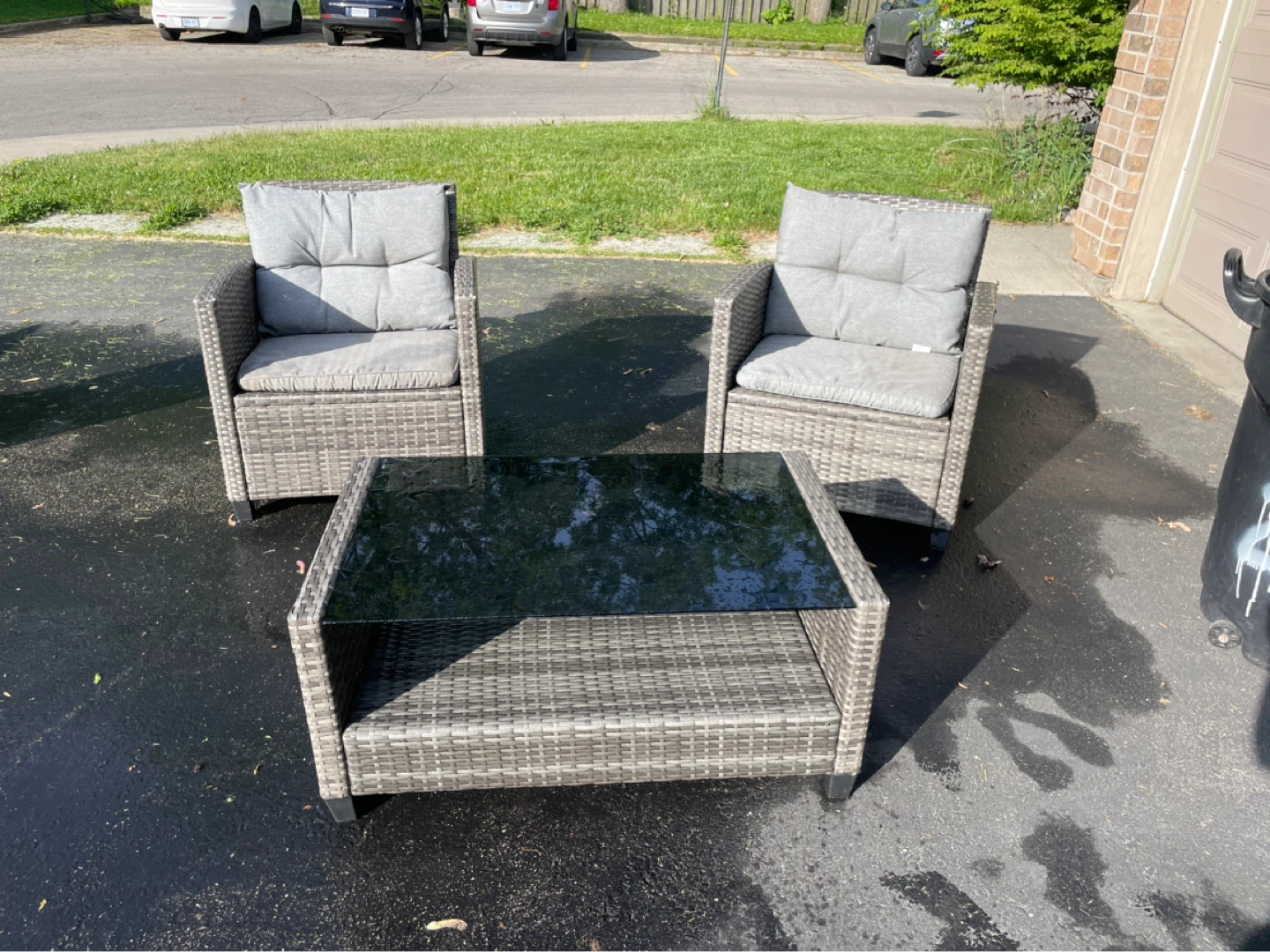 3 piece patio set … 2 chairs/covers and table