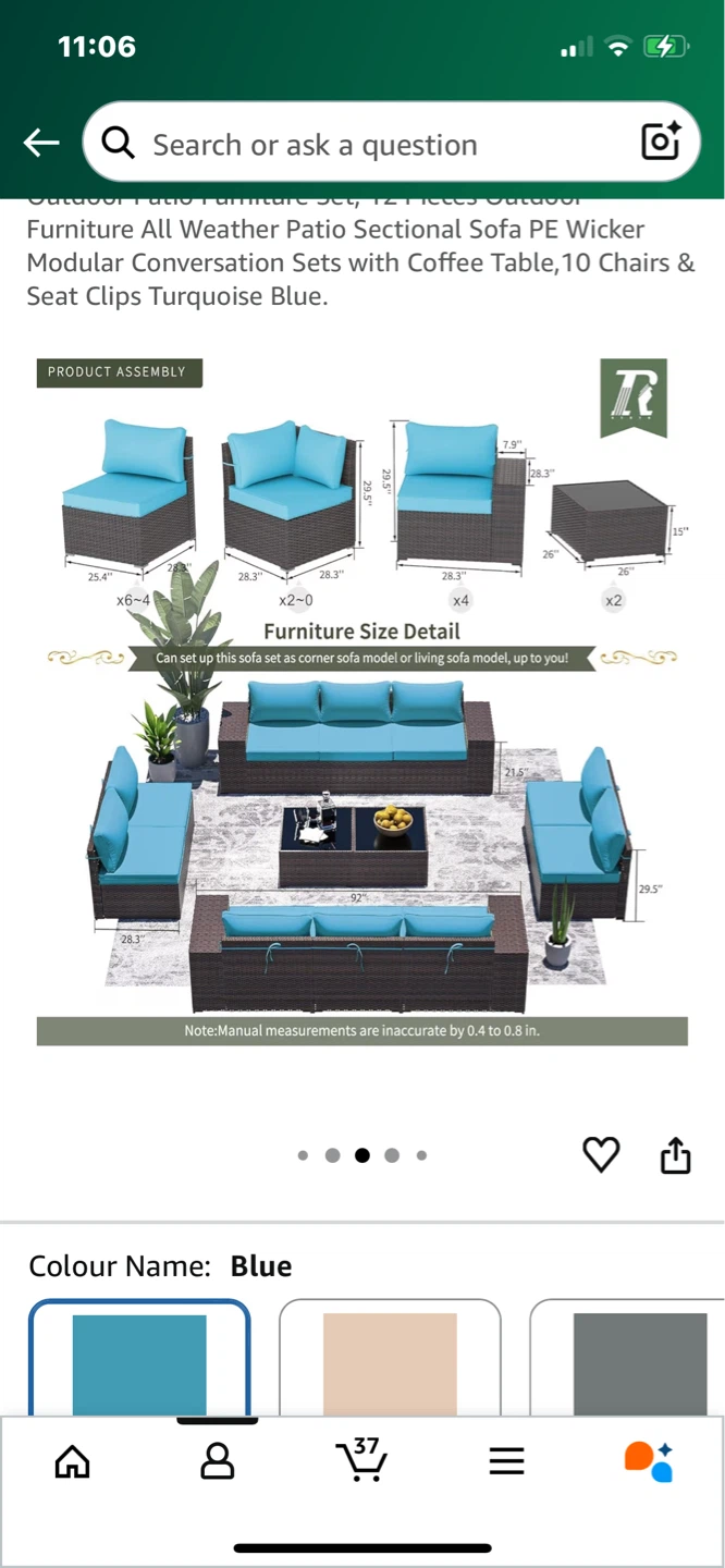 3 piece teal patio set loveseat/table - brand new PLEASE READ - photo 2