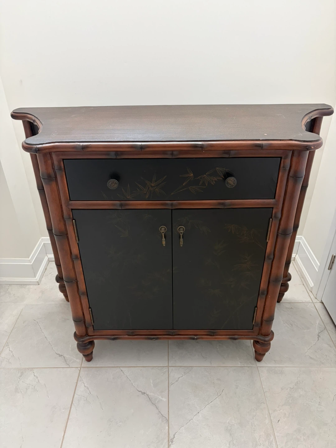 Bamboo Style Cabinet with Drawer and Doors