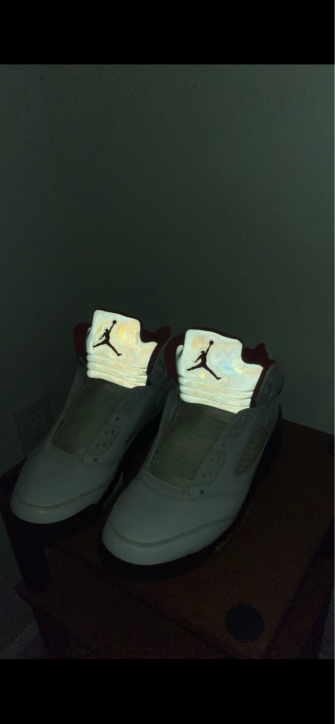 Air Jordan 5 Retro White Red Toddler Shoes - photo 3