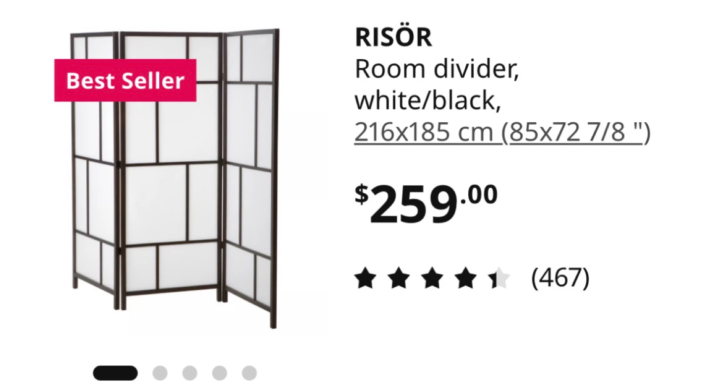 IKEA RISSOR Room Divider - White/Black - photo 3