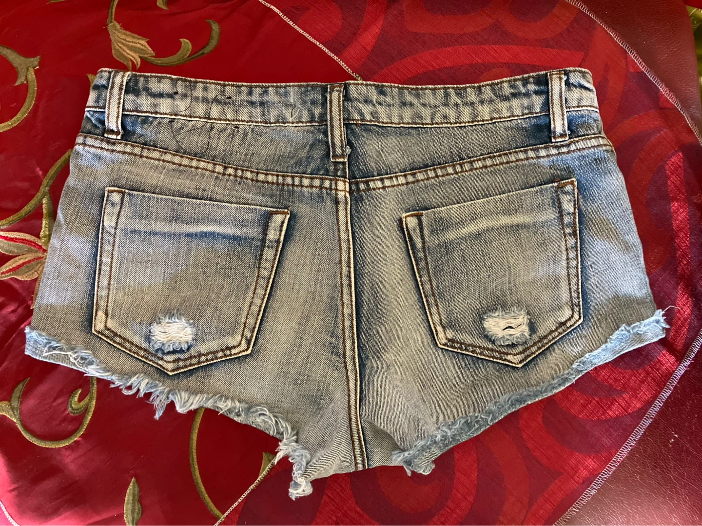 Low Rise Ripped Denim Shorts Size 7 - photo 4
